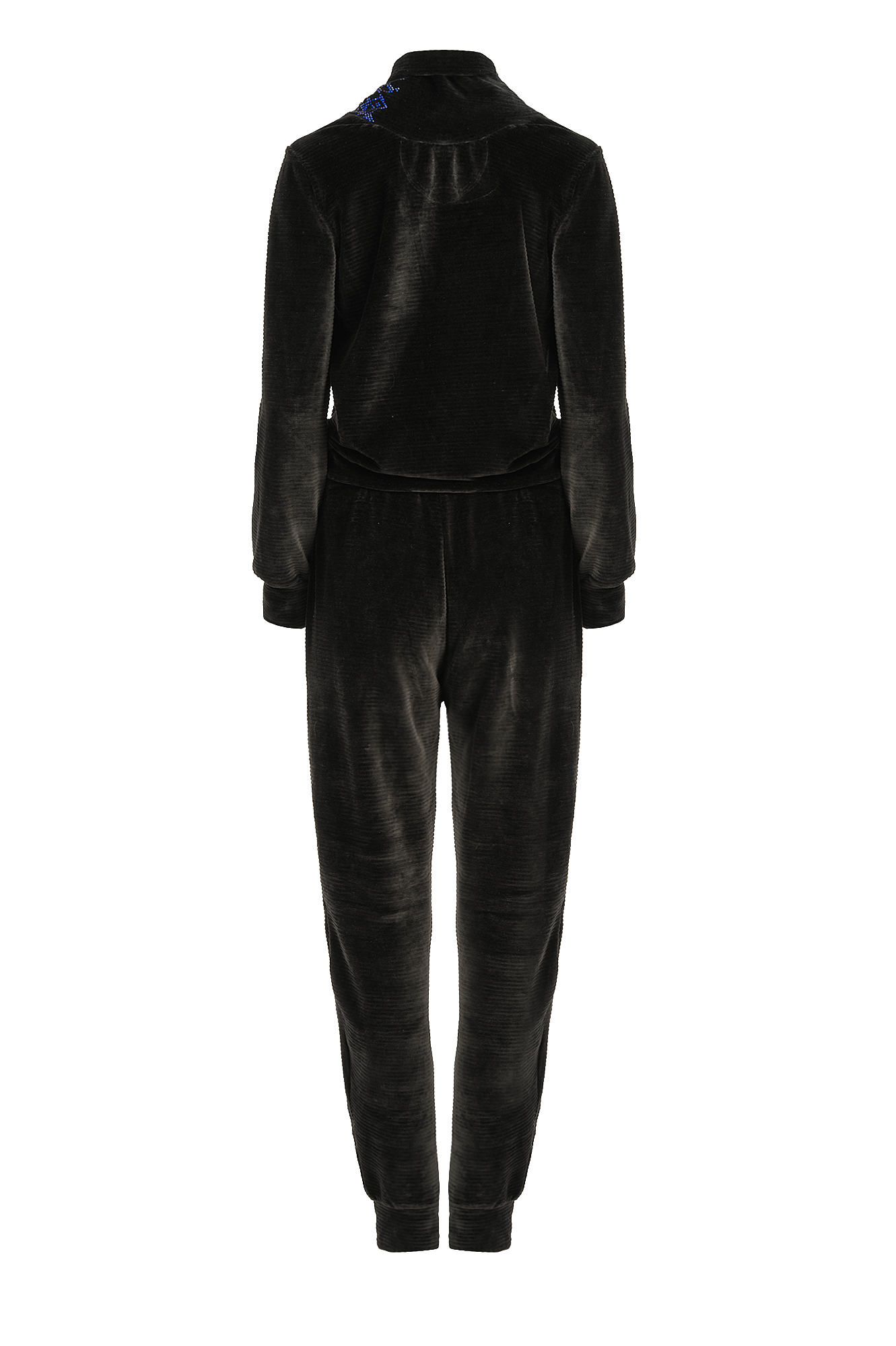 Women’s black velour joggers with comfy fit, ribbed cuffs and elastic waist