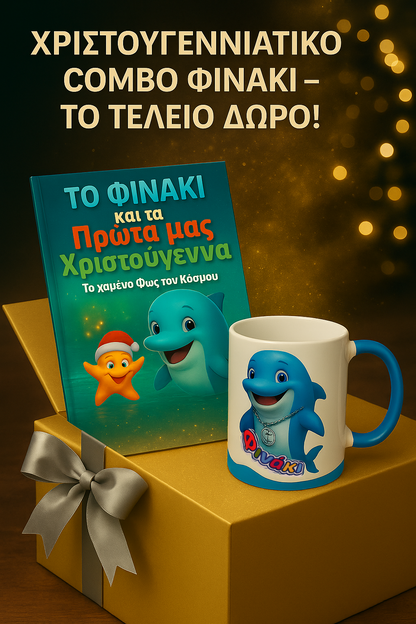 «Χριστουγεννιάτικο combo Φινάκι με παραμύθι και κεραμική κούπα – παιδικό δώρο Χριστουγέννων»