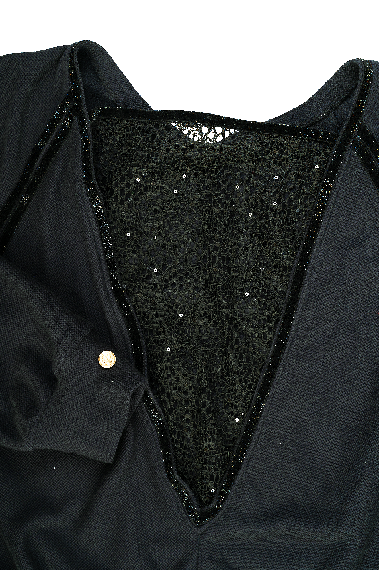 Awarded Sustainably Navy Style raglan sleeve with V-Neckline and black lace on back