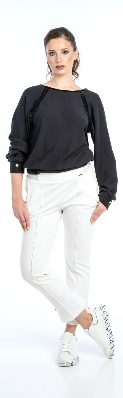 White Navy Style Trousers