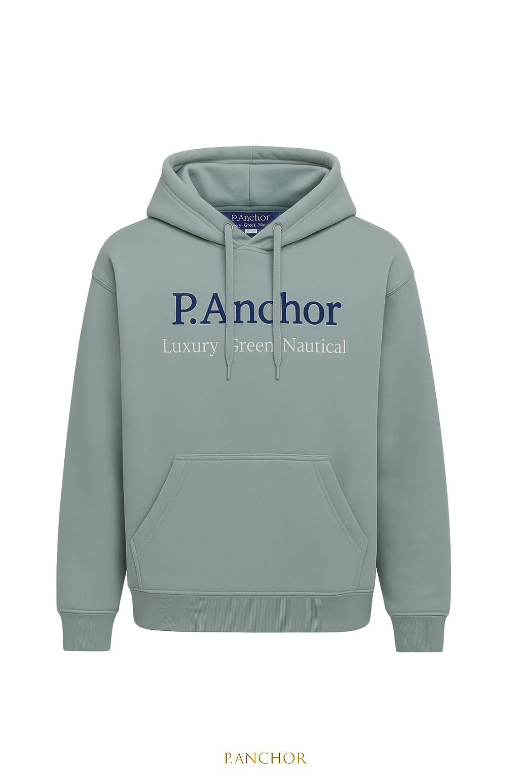 P.Anchor unisex grey hoodie με navy κέντημα και minimal nautical design