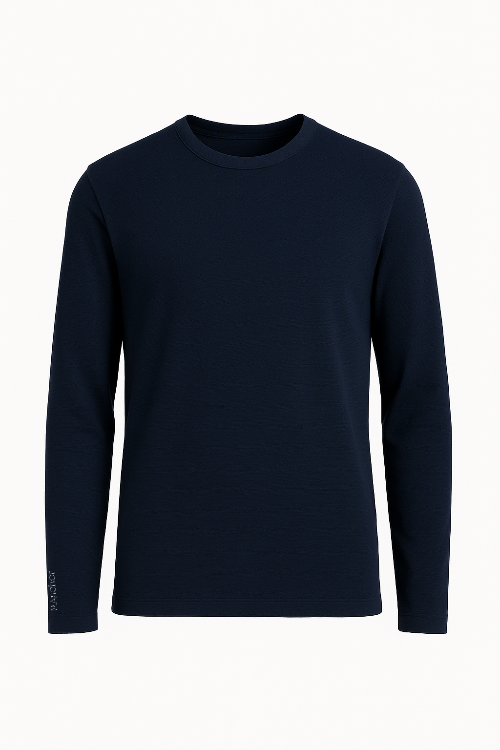 Navy long-sleeve shirt on a white background
