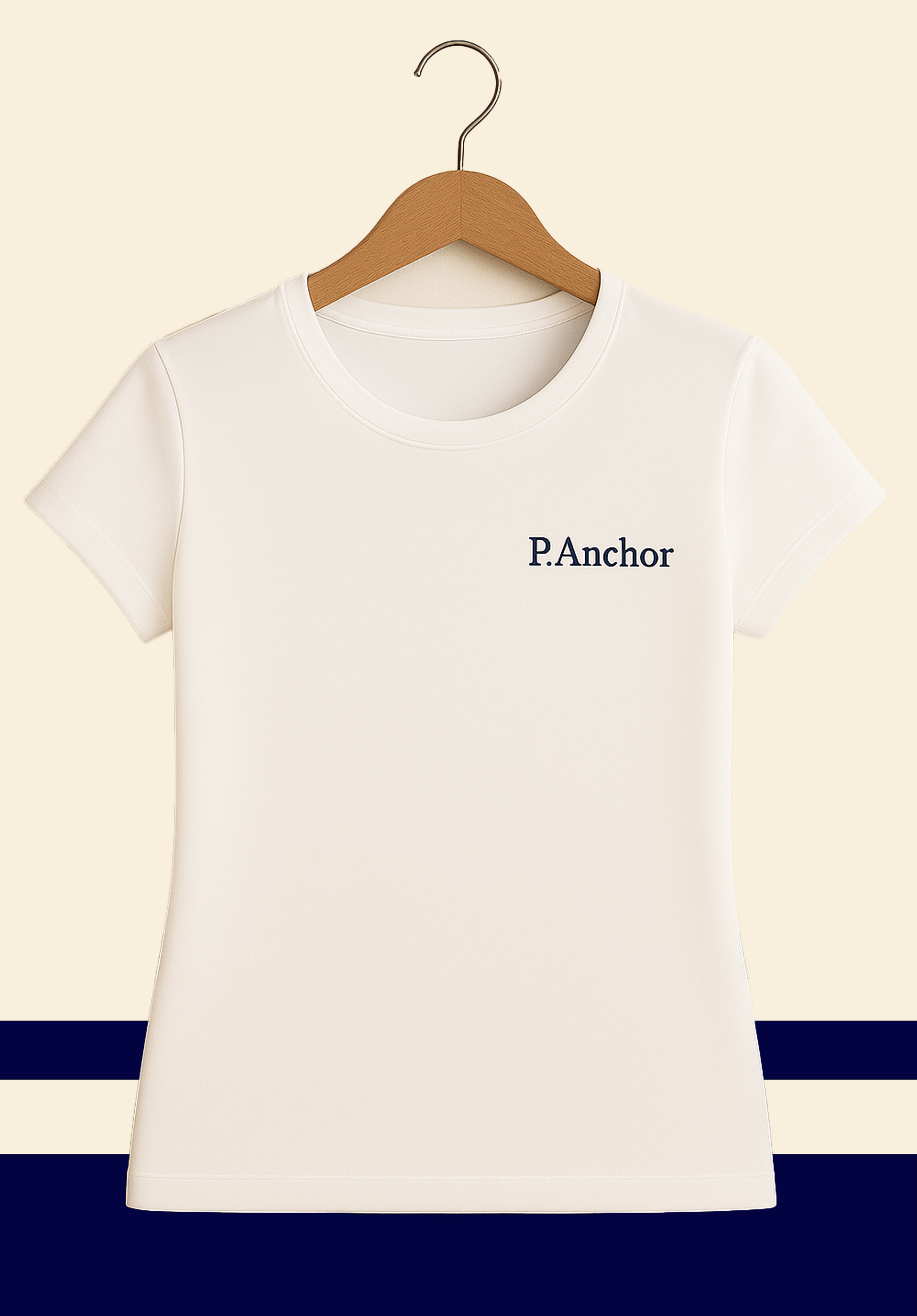 Women's white short-sleeve t-shirt P.Anchor with minimalist nautical style
Γυναικείο λευκό κοντομάνικο μπλουζάκι P.Anchor με minimal ναυτικό στυλ
