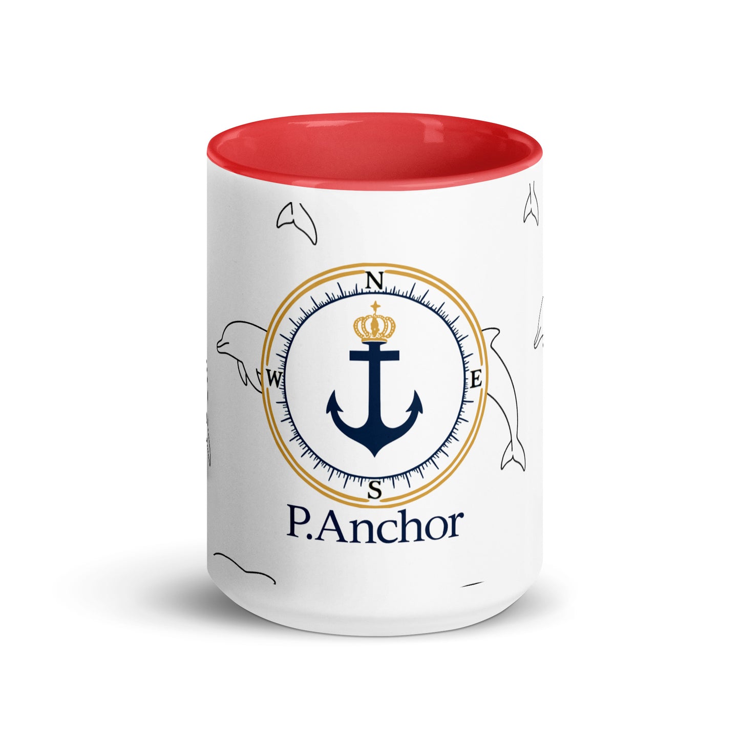 "Luxury nautical mug – dolphin pattern ceramic cup, P. Anchor home decor"
