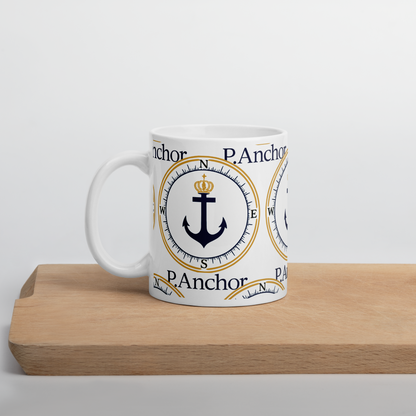 P.ANCHOR Nautical Coffee Mug – Compass & Anchor Luxury Ceramic Cup